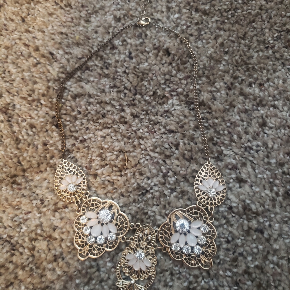 Gold and Pink Statement Necklace